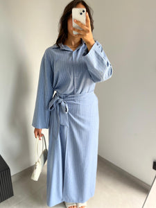 Ensemble Rayures chemise / jupe - BLEU