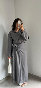 Ensemble Rayures chemise / jupe - Gris