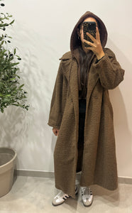 Manteau capuche Teddy - MARRON