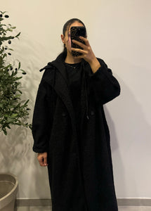 Manteau capuche Teddy - NOIR