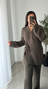 Ensemble tricot noeud - TAUPE