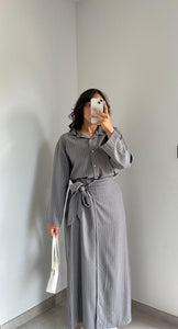 Ensemble Rayures chemise / jupe - Gris