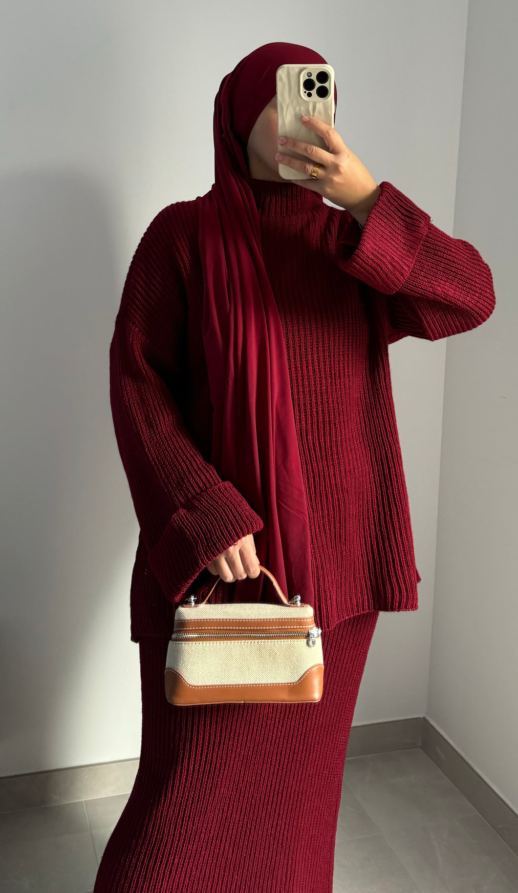 Ensemble pull jupe - Bordeaux