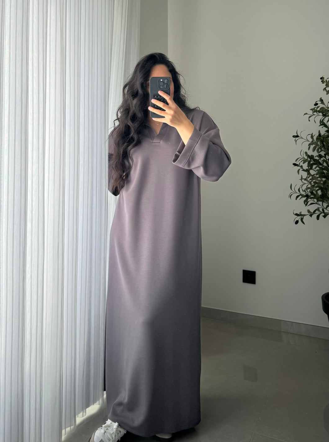 Robe polo longue - GRIS