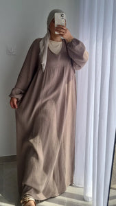 ROBE EN GAZ DE COTON-TAUPE