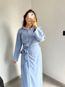 Ensemble Rayures chemise / jupe - BLEU