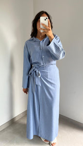 Ensemble Rayures chemise / jupe - BLEU