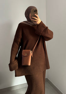 Ensemble pull jupe - Marron