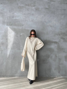 Robe en maille- Blanc cassé