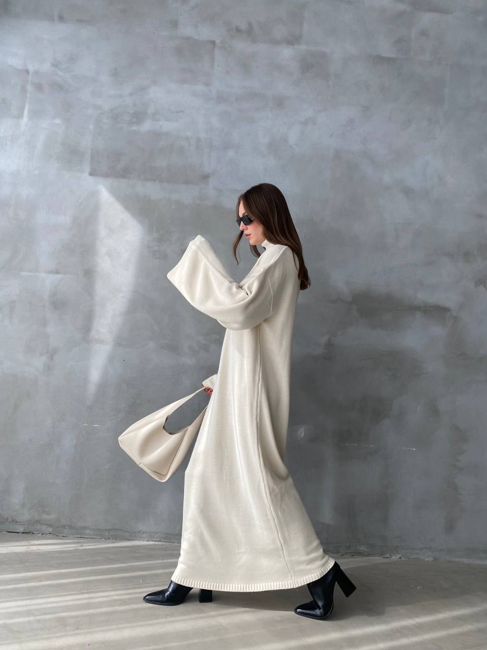 Robe en maille- Blanc cassé