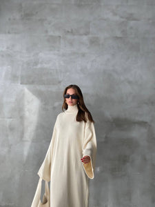 Robe en maille- Blanc cassé