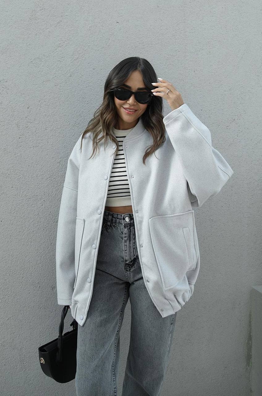 Bomber oversize doux au toucher - GRIS