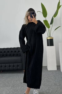 Robe en maille torsadée- NOIR