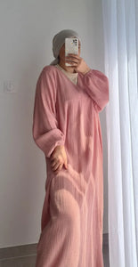 ROBE EN GAZ DE COTON-ROSE